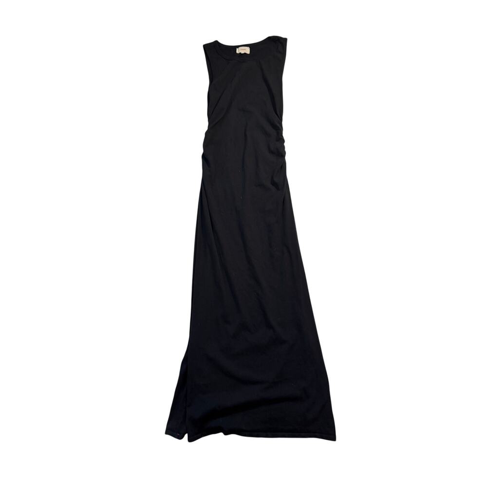 Xirena Black Maxi Dress Womens Large Ruched Side Slit Sleeveless Minimalist - Picture 2 of 9
